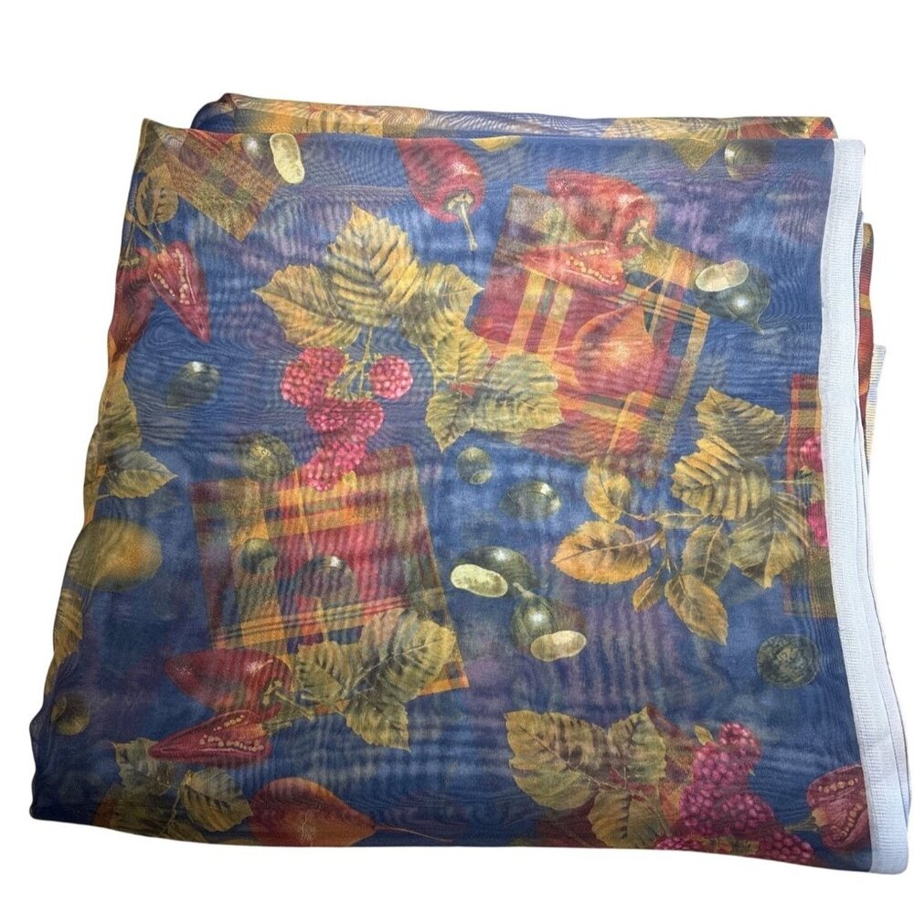 Colorful Sheer Fabric Fruit Leaves Plaid Pattern 120 x 58" Lightweight 3.3 Yards